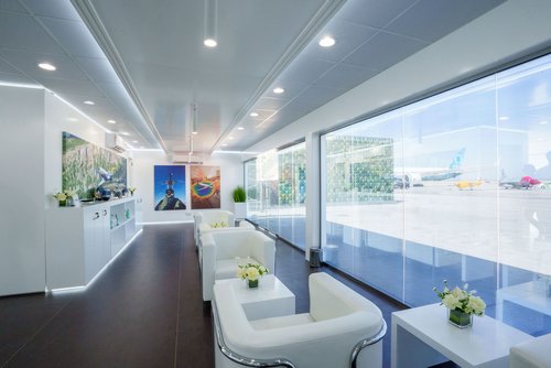 Pilatus chalet reception windows with seats