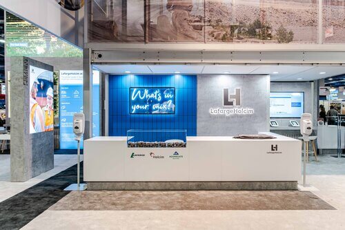 LafarageHolcim exhibition stand writing on wall