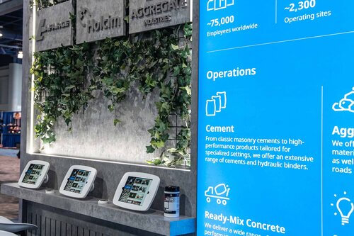 LafarageHolcim exhibition stand digital wall with iPads
