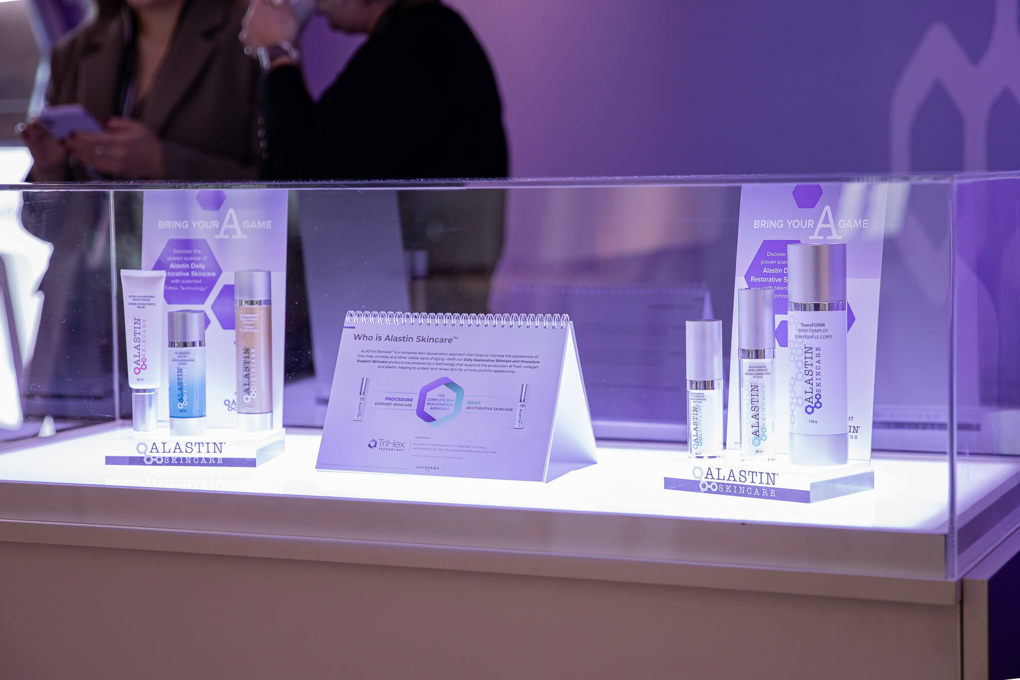 Galderma products in glass box