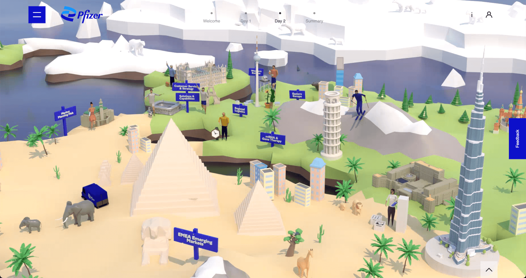 Virtual event experience designed by Ignition DG for Pfizer.